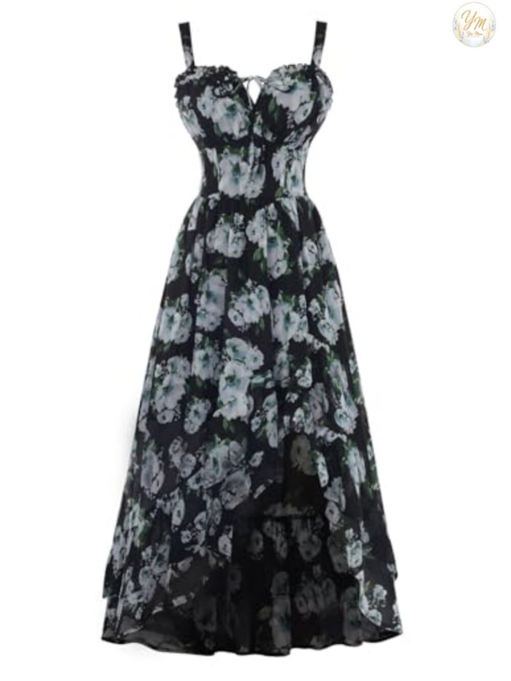 Scarlet Darkness Corset Dress Women High Low Milkmaid Chiffon